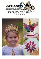 Yapışkanlı Simli Eva Mor A4 20x30 5 Adet 1 Paket Hobi Okul Öncesi Kreş Anasınıfı Eva Yapışkanlı Simli 20*30 - 3
