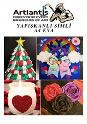 Yapışkanlı Simli Eva Mor A4 20x30 5 Adet 1 Paket Hobi Okul Öncesi Kreş Anasınıfı Eva Yapışkanlı Simli 20*30 - 5