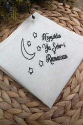 6 Adet Hoşgeldin Ya Şehr-i Ramazan Baskılı Keten Servis Sunum Peçetesi (Sınırlı Sayıda) - 1