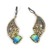 925 Ayar Gümüş Kelebek Motifli Renkli Taşlı Elişi Küpe thumbnail 2