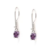 925 Ayar Gümüş Oval Küçük Boy Ametist Taşlı Küpe thumbnail 3