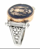 925 Ayar Gümüş Oval Çift Başlı Kartal Modeli Erkek Yüzük thumbnail 4