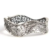 925 Ayar Gümüş Oval Esli Kalp Figürlü Bilezik thumbnail 5