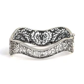 925 Ayar Gümüş Oval Esli Kalp Figürlü Bilezik thumbnail 6