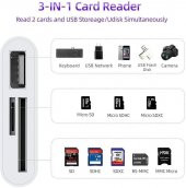 Usb Type C To Sd Microsd Tf Kart Okuyucu Usb 3in1 Çevirici Dönüştürücü Adaptör - 3
