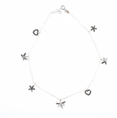 925 Ayar Gümüş Yıldız, Kelebek Kalp Halhal thumbnail 1