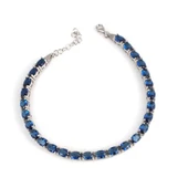 925 Ayar Gümüş Küçük Oval Safir Taşlı Suyolu Bileklik thumbnail 1