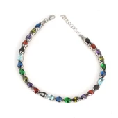 925 Ayar Gümüş Küçük Damla Renkli Taşlardan Suyolu Bileklik thumbnail 1