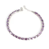 925 Ayar Gümüş Küçük Oval Ametist Taşlı Suyolu Bileklik thumbnail 1