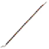 925 Ayar Gümüş Küçük Damla Renkli Taşlı Suyolu Bileklik thumbnail 3