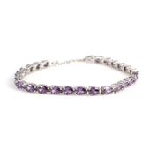 925 Ayar Gümüş Küçük Damla Ametist Taşlı Suyolu Bileklik thumbnail 1