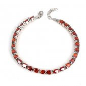 925 Ayar Gümüş Küçük Oval Yakut Taşlı Suyolu Bileklik - 1