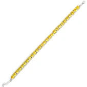 925 Ayar Gümüş Büyük Yuvarlak Sarı Sitrin Taşlı Suyolu Bileklik thumbnail 4