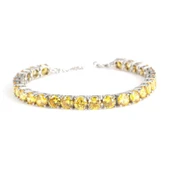 925 Ayar Gümüş Büyük Yuvarlak Sarı Sitrin Taşlı Suyolu Bileklik thumbnail 3