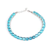 925 Ayar Gümüş Büyük Yuvarlak Akuamarin Taşlı Suyolu Bileklik thumbnail 1