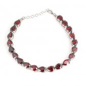 925 Ayar Gümüş Damla Yakut Taşlı Suyolu Bileklik - 1