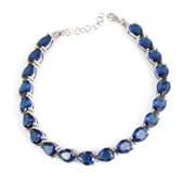 925 Ayar Gümüş Damla Safir Taşlı Suyolu Bileklik thumbnail 1