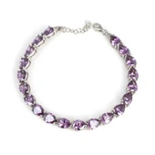 925 Ayar Gümüş Damla Ametist Taşlı Suyolu Bileklik thumbnail 1