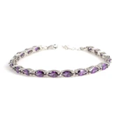 925 Ayar Gümüş Badem Ametist Taşlı Suyolu Bileklik thumbnail 1