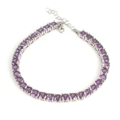 925 Ayar Gümüş Ametist Taşlı Yuvarlak Boy Suyolu Bileklik thumbnail 1