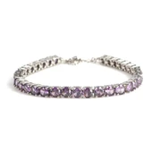 925 Ayar Gümüş Ametist Taşlı Yuvarlak Boy Suyolu Bileklik thumbnail 2