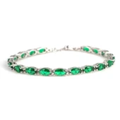 925 Ayar Gümüş Badem Zümrüt Taşlı Suyolu Bileklik thumbnail 1