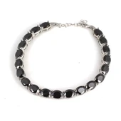 925 Ayar Gümüş Sentetik Büyük Boy Oniks Taşlı Suyolu Bileklik thumbnail 1