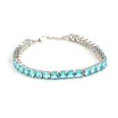 925 Ayar Gümüş Akuamarin Taşlı Yuvarlak Boy Suyolu Bileklik thumbnail 1