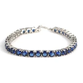 925 Ayar Gümüş Safir Taşlı Yuvarlak Boy Suyolu Bileklik thumbnail 3