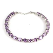 925 Ayar Gümüş Sentetik Ametist Taşlı Büyük Boy Suyolu Bileklik thumbnail 2