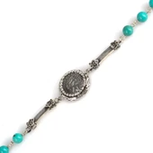 925 Ayar Gümüş Turkuaz Taşlı Yunan Paralı Bileklik thumbnail 3