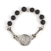 925 Ayar Gümüş Lav Taşlı Sezar Paralı Şarnelli Bileklik thumbnail 1