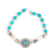 925 Ayar Gümüş Firuze Taşlı Telkari İşlemeli Şarnelli Bileklik thumbnail 1