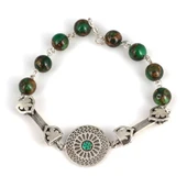 925 Ayar Gümüş Yeşim Taşlı Sarnel Parçalı Bileklik thumbnail 1