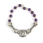 925 Ayar Gümüş Ametist Taşlı Sezar Figürlü Şarnelli Bileklik thumbnail 1