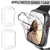 Smcase Apple Watch 45mm Tam Kapatan Şeffaf Silikon Ekran Koruyucu - 2