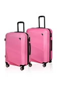 Polo&Sky Elmas Model Pembe Renk 2'li Valiz Seti (Orta+Büyük) - 1
