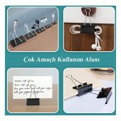 Çelik Kıskaç Klips 25 mm 12 Adet 1 Paket Metal Mandal Binder Clips Kıska 60 Sayfa Kapasiteli Çok Amaçlı Kullanım - 5