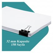 Çelik Kıskaç Klips 32 mm 12 Adet 1 Paket Metal Mandal Binder Clips Kıska 150 Sayfa Kapasiteli Çok Amaçlı Kullanım - 3