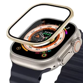 BİNANO APPLE WATCH ULTRA 49MM METAL ÇERÇEVELİ EKRAN KORUYUCU GOLD - 1