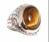 925 Ayar Gümüş ve Bronz Karışımı Kaplangözü Taşlı Erkek Yüzük thumbnail 3