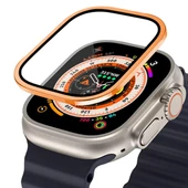 BİNANO APPLE WATCH ULTRA 49MM METAL ÇERÇEVELİ EKRAN KORUYUCU TURUNCU - 1