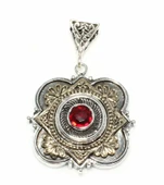 Konstantinapol Tasarım Kırmızı Taşlı Döküm Kolye Ucu thumbnail 1