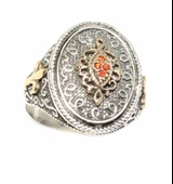 Konstantinapol Tasarım Turuncu Taşlı Otantik Yüzük thumbnail 2