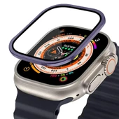 BİNANO APPLE WATCH ULTRA 49MM METAL ÇERÇEVELİ EKRAN KORUYUCU MOR - 1
