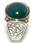 925 Ayar Gümüş ve Bronz Karışımı Yuvarlak Onix Taşlı Erkek Yüzük thumbnail 1