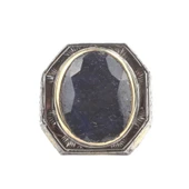 925 Ayar Gümüş Gerçek Safir Taşlı El işi Kalemli Erkek Yüzük thumbnail 3