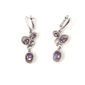 925 Ayar Gümüş Ametist Taşlı Çanaklı Küpe thumbnail 1