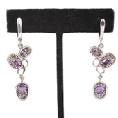 925 Ayar Gümüş Ametist Taşlı Çanaklı Küpe thumbnail 2