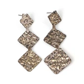 925 Ayar Gümüş Kare Buruşuk Üçlü Küpe thumbnail 1